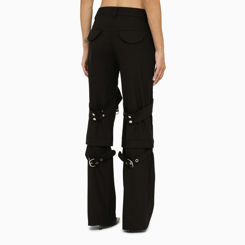 Flared Cargo Trousers with Buckle Detail for Women