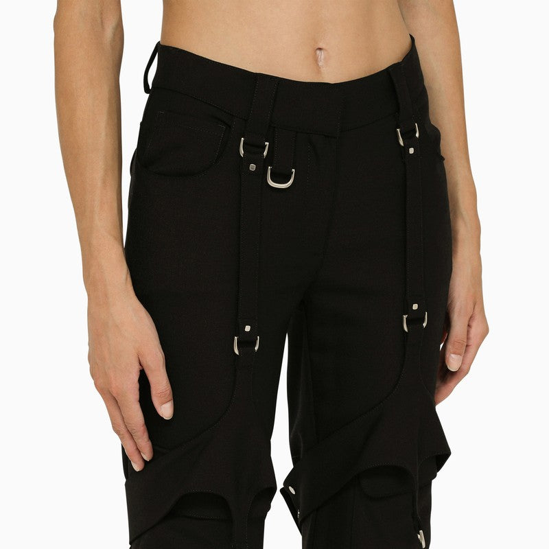 Flared Cargo Trousers with Buckle Detail for Women