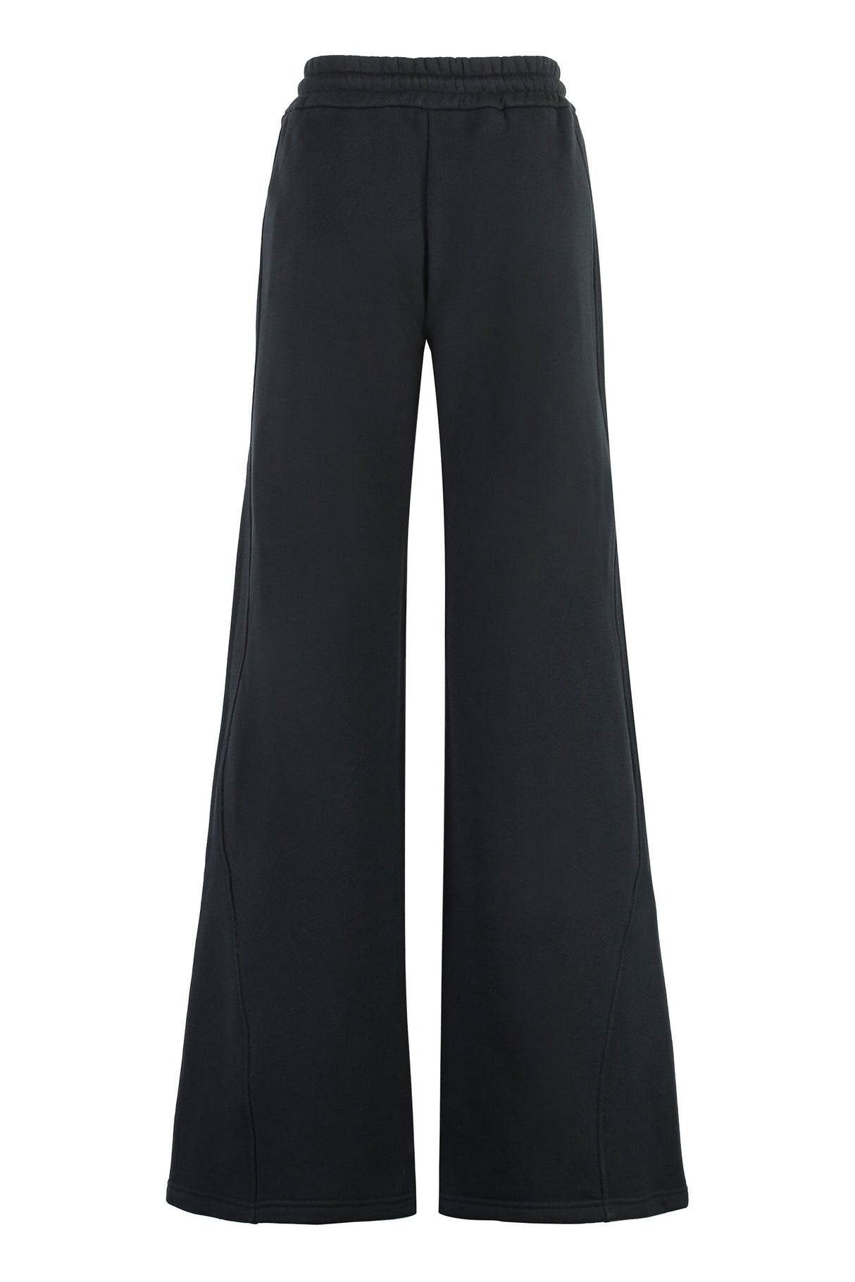 黒コットンの女性用調整可能なドローコード付きズボン