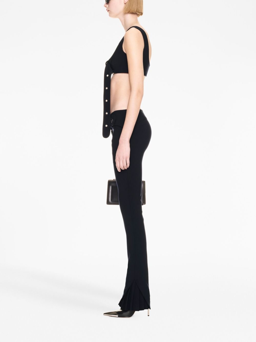 OFF-WHITE Stretch Marino Pants with Belt in Cobalt Blue for Women