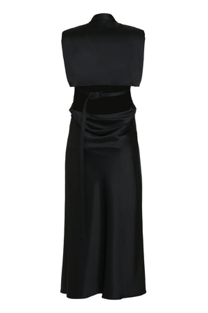 Black Satin Long Dress for Women