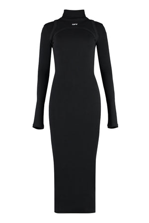 OFF-WHITE Black Ribbed Midi-Dress for Women, FW23 Collection