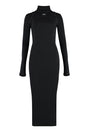 OFF-WHITE Black Ribbed Midi-Dress for Women, FW23 Collection