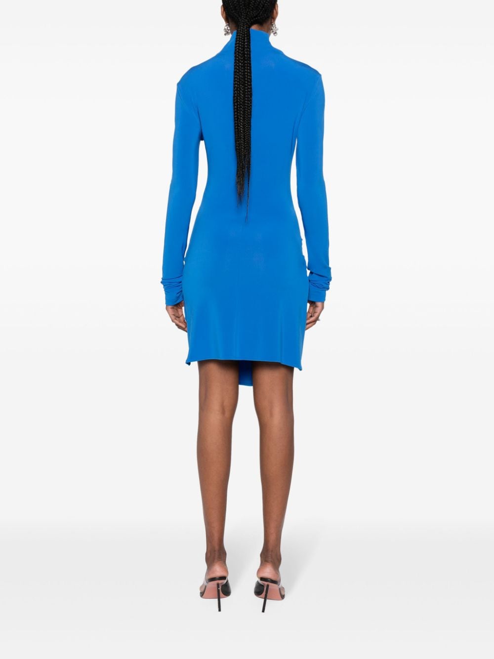 OFF-WHITE Mock Neck Mini Dress with Twist Detailing