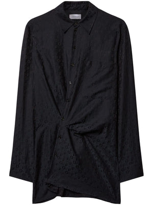 シルクと綿のジャガードシャツドレス（黒）