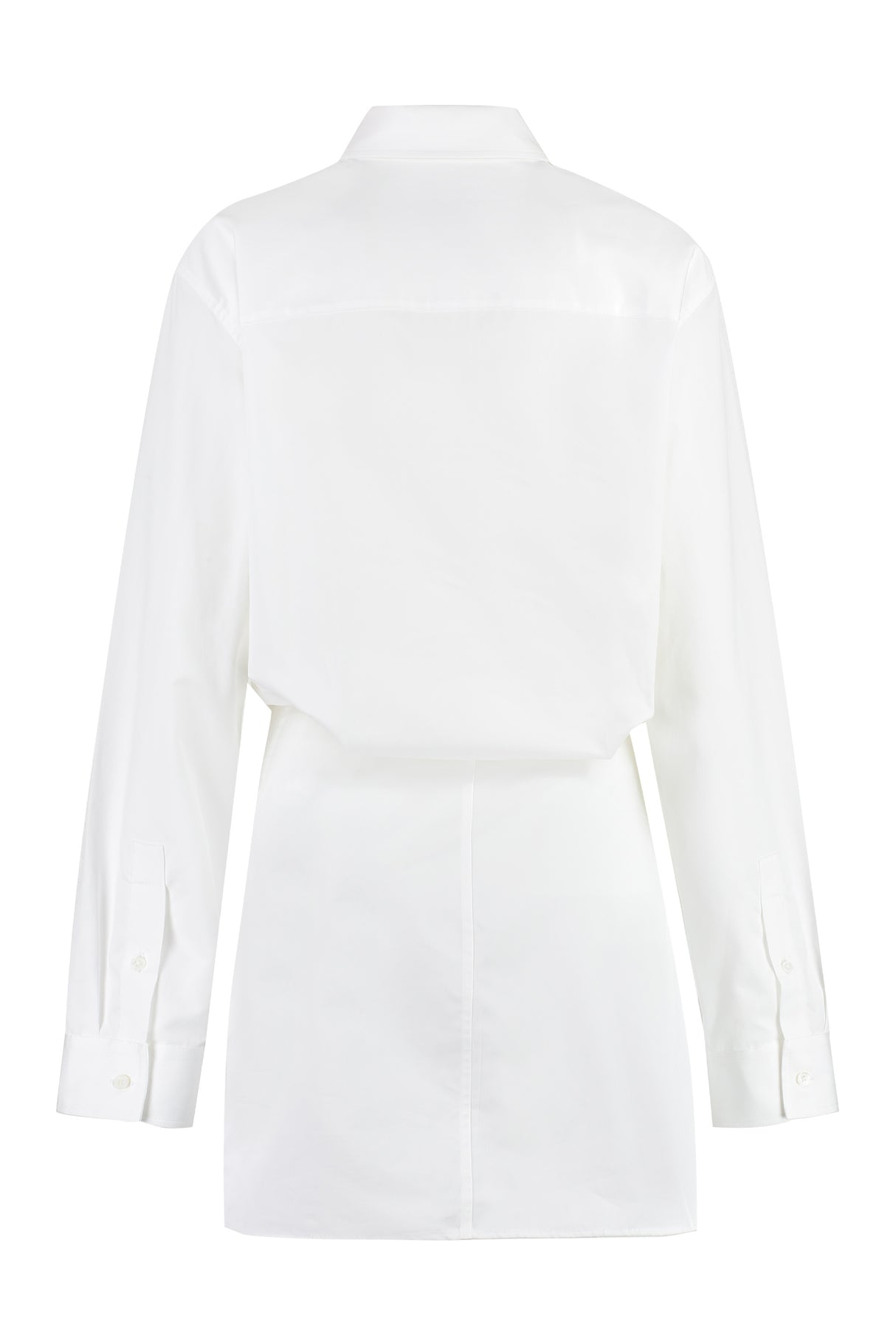 Elegant White Cotton Shirt Dress with Asymmetric Hem for Women