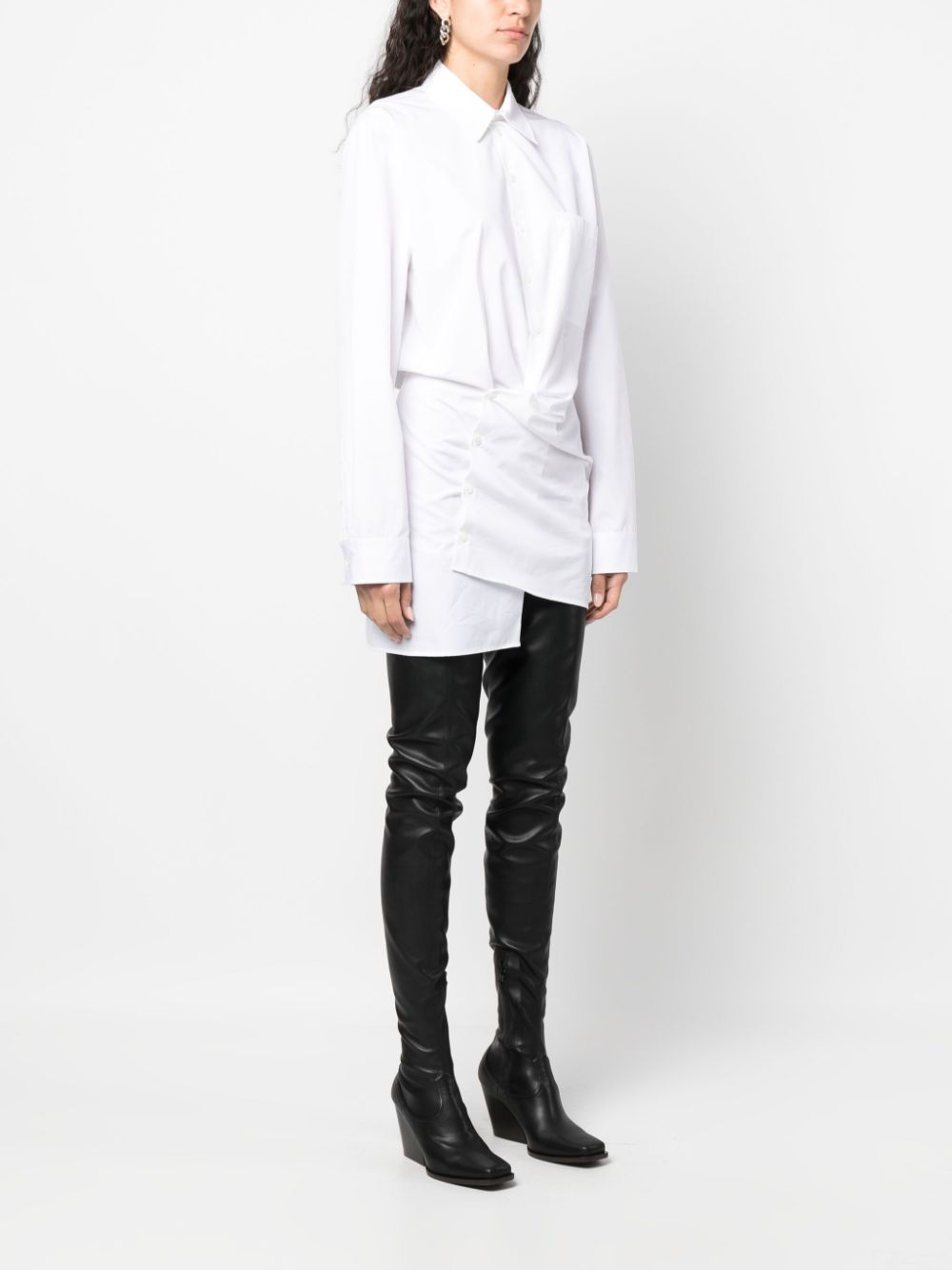 OFF-WHITE Asymmetrical Cotton Shirt Dress - Women's FW23 Collection