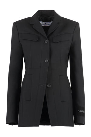 OFF-WHITE Women's Wool Single-Breasted Blazer in Black for SS23