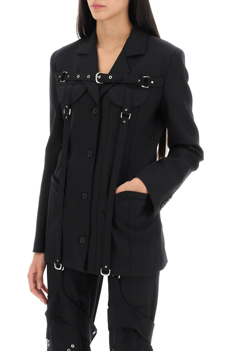 OFF-WHITE Black Wool Cargo Jacket for Women