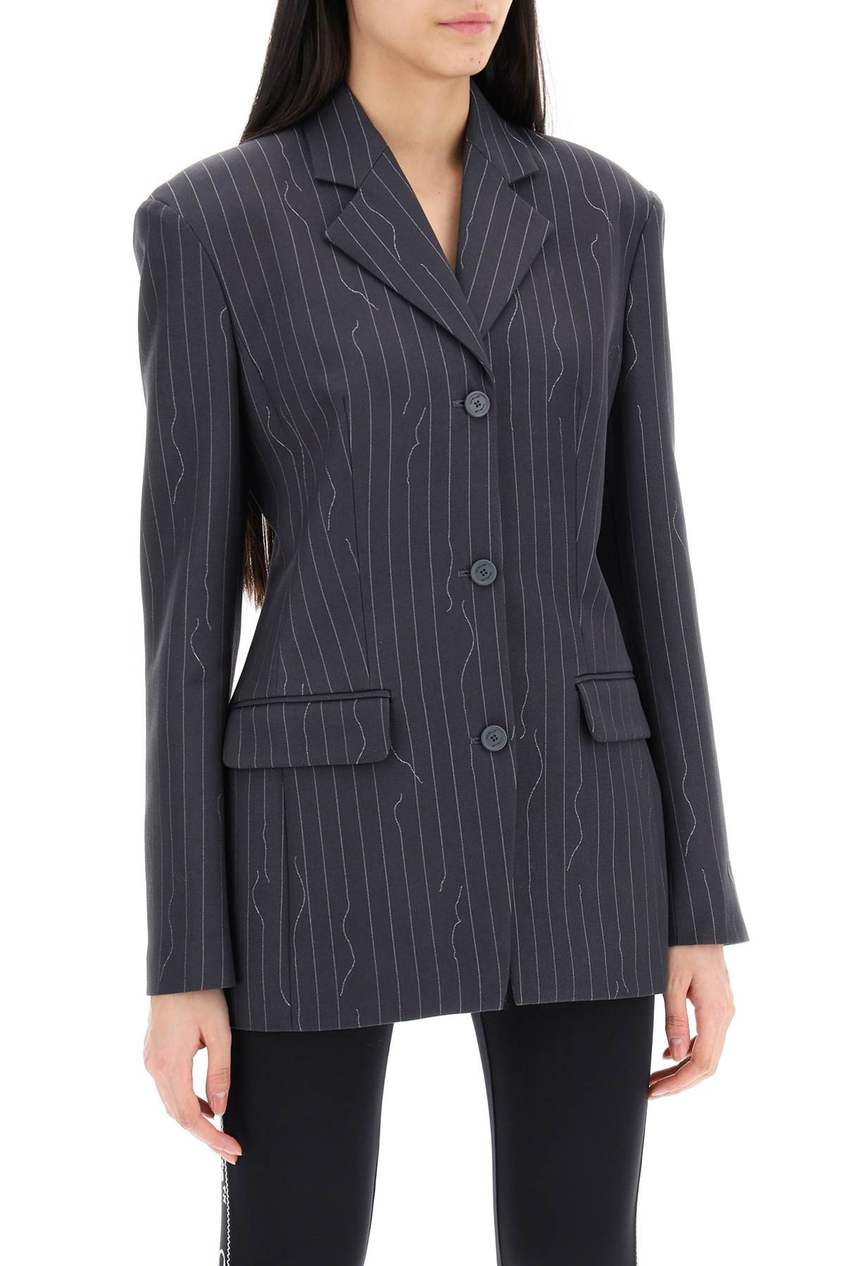 OFF-WHITE Tailored Grey Pinstripe Jacket