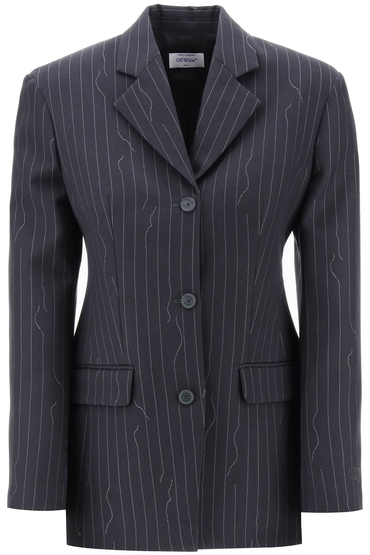 OFF-WHITE Tailored Grey Pinstripe Jacket