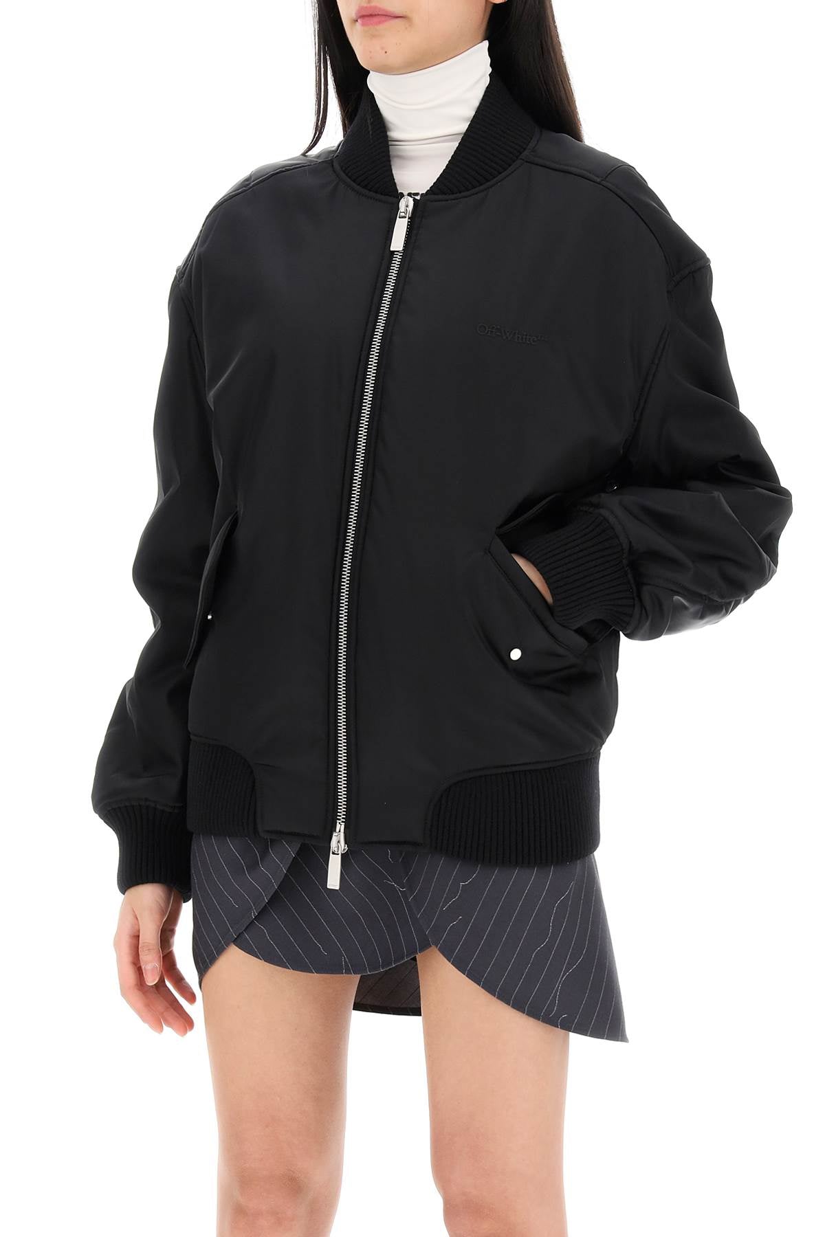 OFF-WHITE Shiny Nylon Twill Bomber Jacket for Women