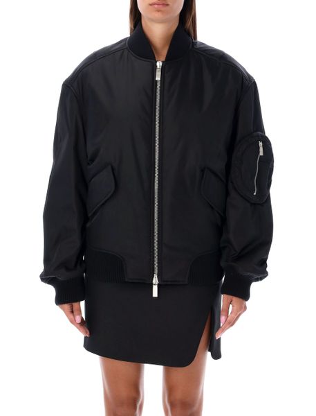 OFF-WHITE Black Wool Bomber Jacket for Women - FW23 Season