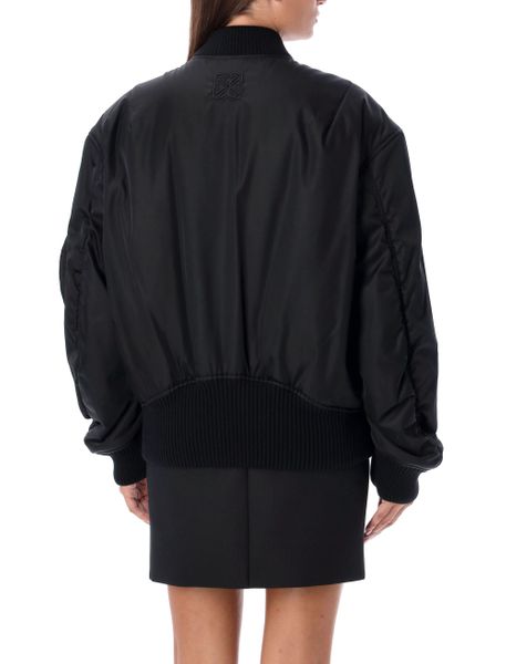 OFF-WHITE Black Wool Bomber Jacket for Women - FW23 Season