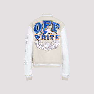 OFF-WHITE Mixed Colours Thunderbolt Varsity Bomber Jacket