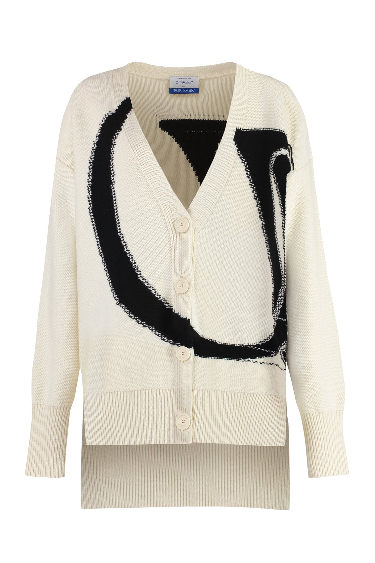 OFF-WHITE White Wool Cardigan for Women | SS24 Season | Ribbed Edges