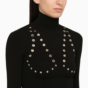 OFF-WHITE Black Viscose Turtleneck with Metallic Details for Women - FW23