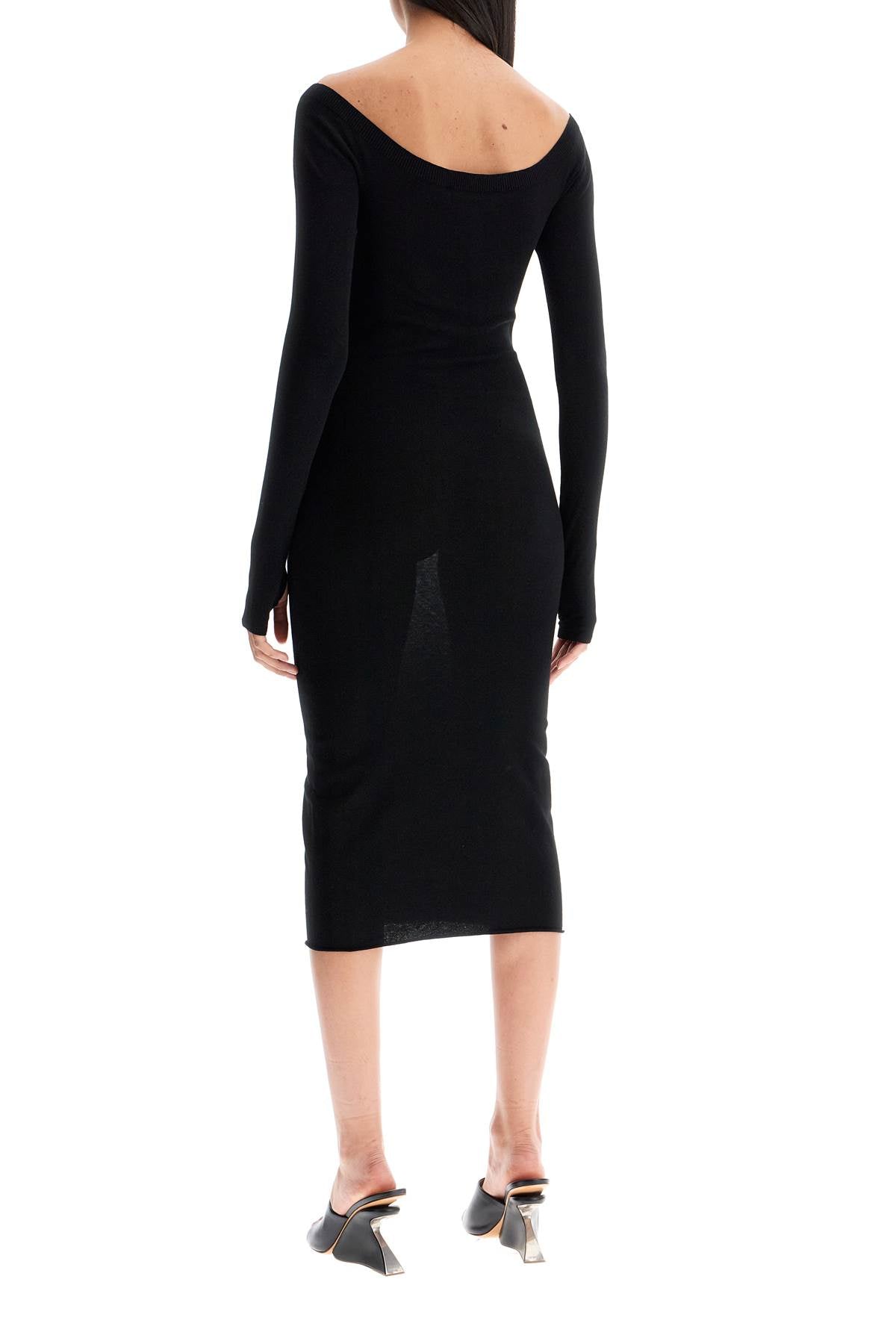 OFF-WHITE Viscose Blend Dress with Thumbhole Cuffs