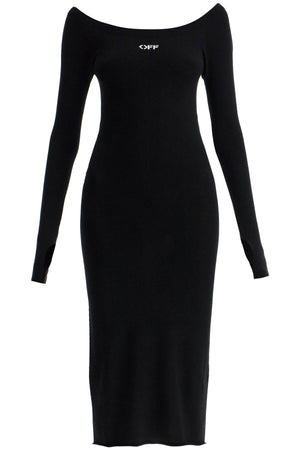 OFF-WHITE Viscose Blend Dress with Thumbhole Cuffs