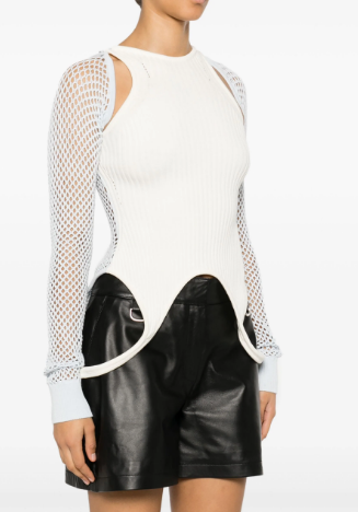 OFF-WHITE Black Knit Top with Cut-Outs