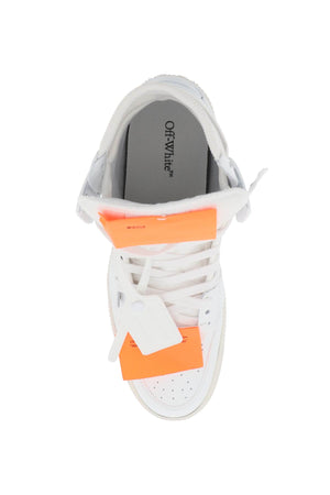 OFF-WHITE White Leather Panelled Sneakers for Women with Detachable Logo Patch and Ridged Rubber Sole