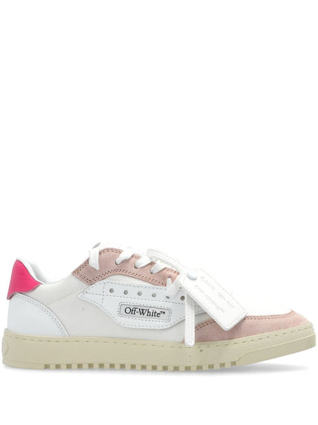 OFF-WHITE Chic Women’s High-Top Sneakers - Stylish Beige & Pink Heel