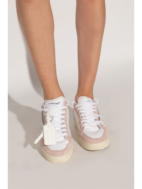 OFF-WHITE Chic Women’s High-Top Sneakers - Stylish Beige & Pink Heel