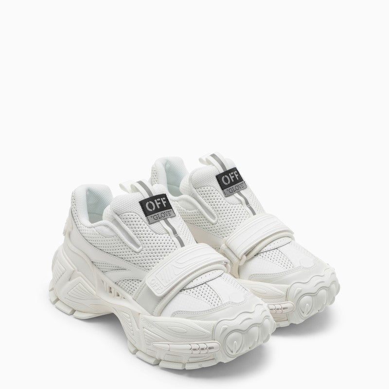 Women's Low Top Trainers in White Leather and Textile