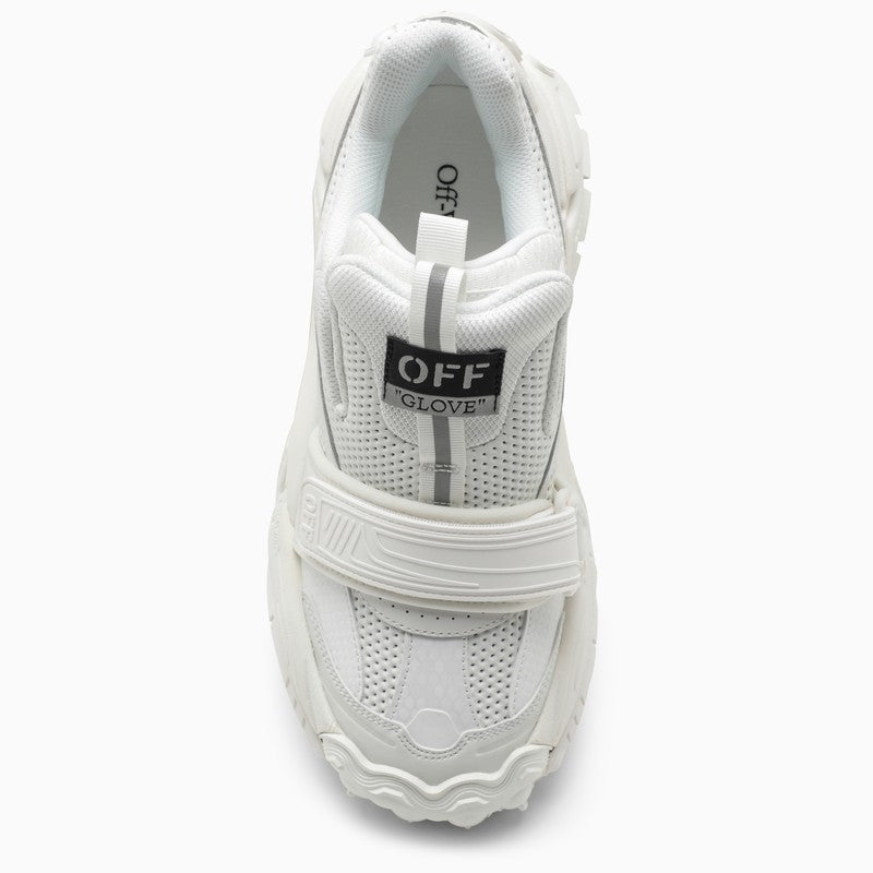 Women's Low Top Trainers in White Leather and Textile