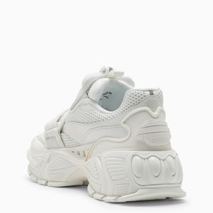 Women's Low Top Trainers in White Leather and Textile