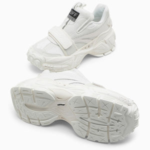 Women's Low Top Trainers in White Leather and Textile