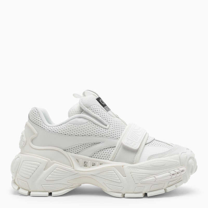 Women's Low Top Trainers in White Leather and Textile