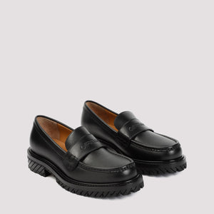 OFF-WHITE Women's Black Leather Military Loafer for SS24