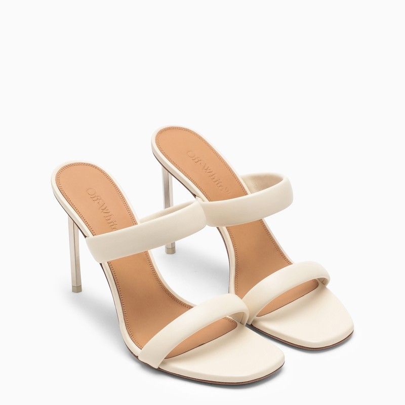 White High Strap Leather Sandal for Women