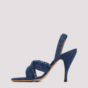 OFF-WHITE Curvy Heel Denim Sandal in Blue for Women – SS24 Collection