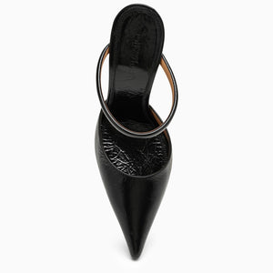 Black Leather Slingback Pointed Pumps for Women