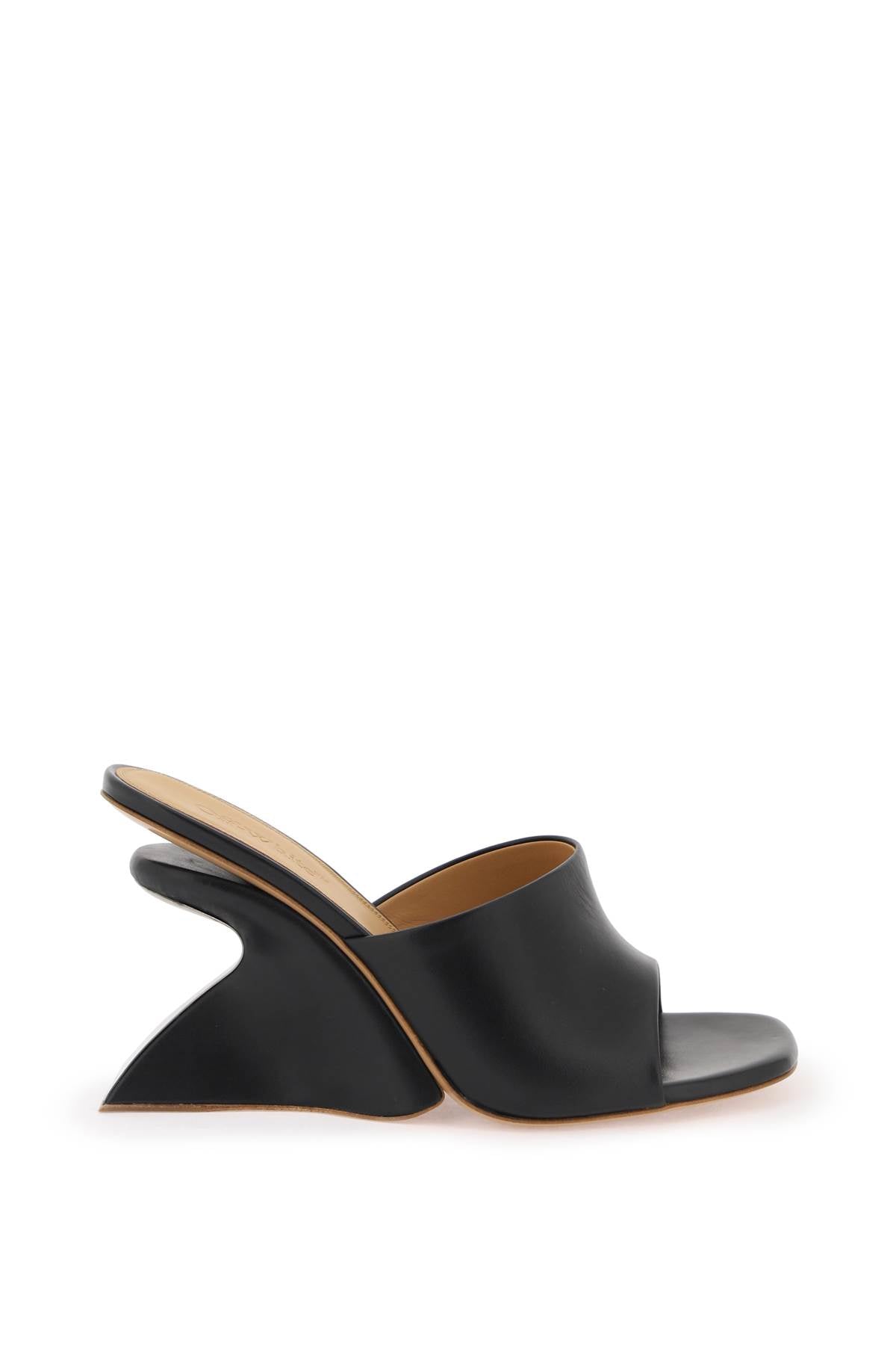 OFF-WHITE Stylish Black Leather Wedge Pumps for Women