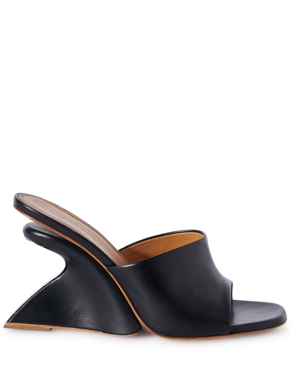 OFF-WHITE Stylish Black Leather Wedge Pumps for Women