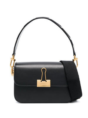 Black Binder Leather Shoulder Handbag - FW23