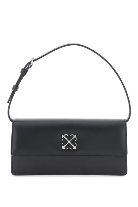 Black Leather Shoulder Bag with Front Logo