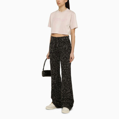 OFF-WHITE Vintage Black Denim Flared Trousers for Women