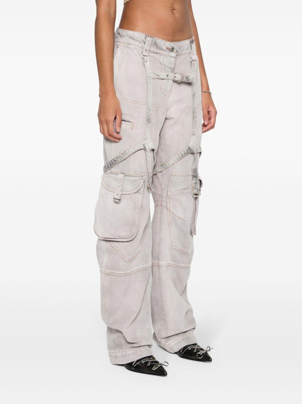 OFF-WHITE DéLAVé LILAC CARGO Jeans with Harness Details for Women