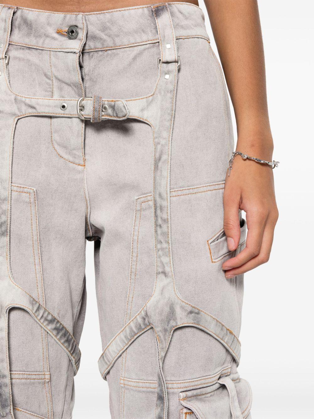 Quần Jeans Cargo Màu Chàm Lilac Có Chi Tiết Đai