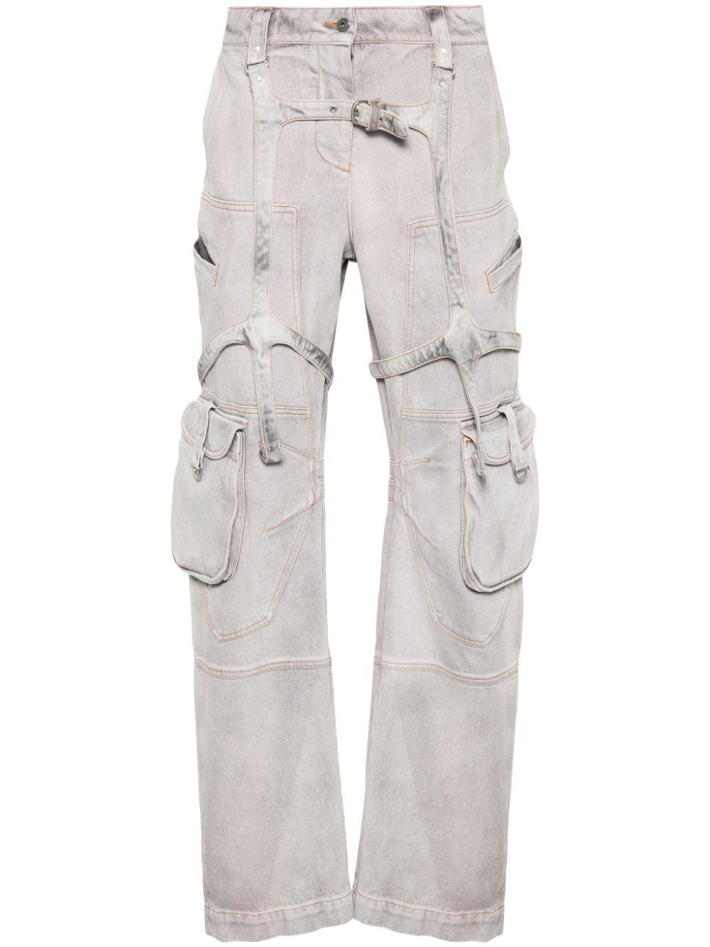 OFF-WHITE DéLAVé LILAC CARGO Jeans with Harness Details for Women