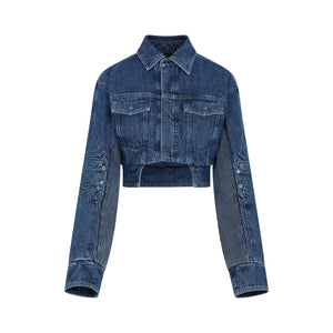 Blue Denim Women's Motorcycle Jacket for SS23