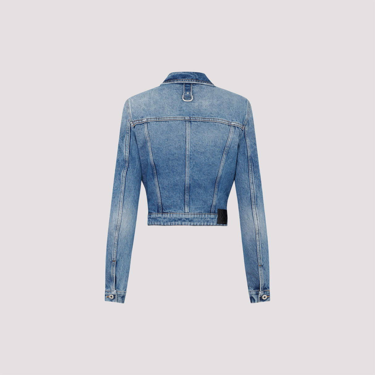 OFF-WHITE Cropped Denim Jacket - Padded Shoulders, 100% Cotton - FW24