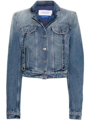 OFF-WHITE Blue Vintage Denim Cargo Jacket for Women