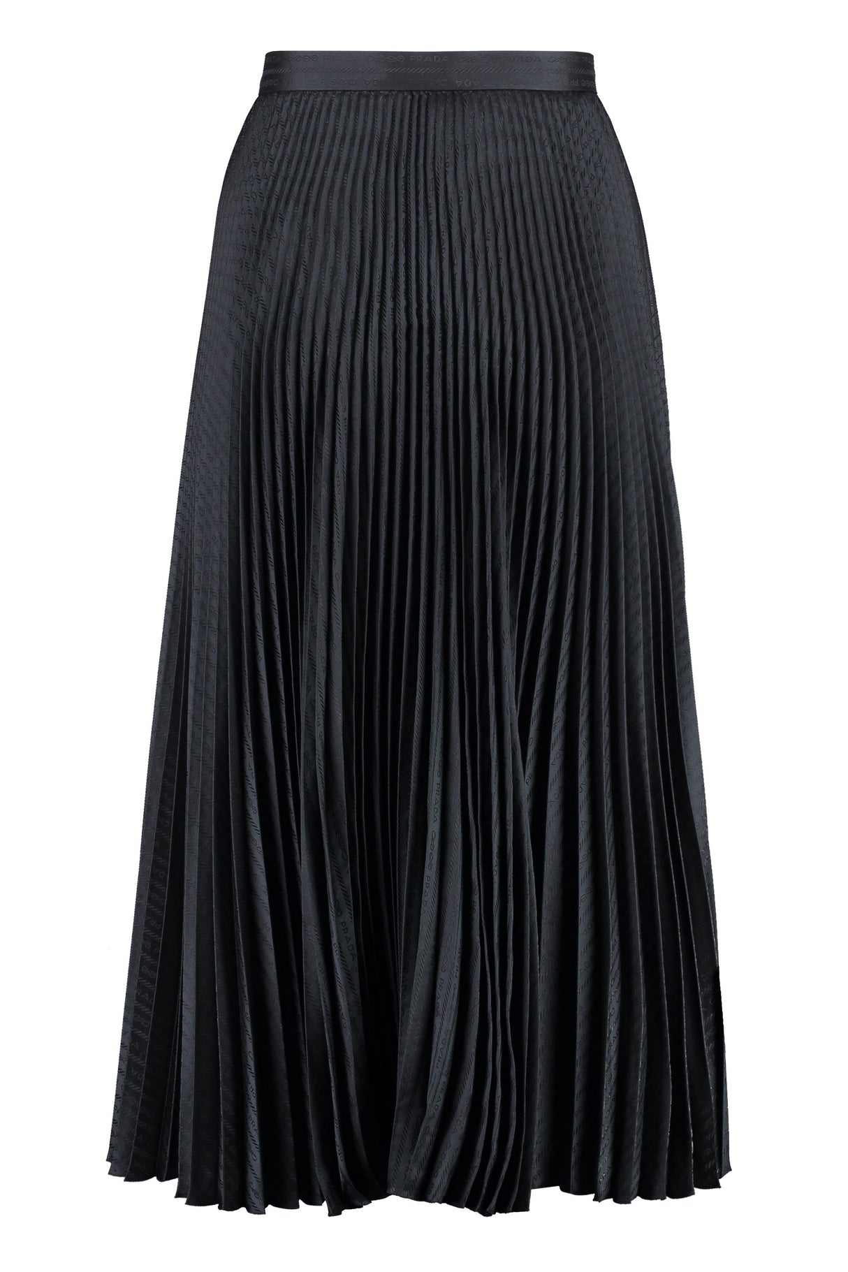 PRADA Chic Black Pleated Skirt in Silk Jacquard for Women - FW22