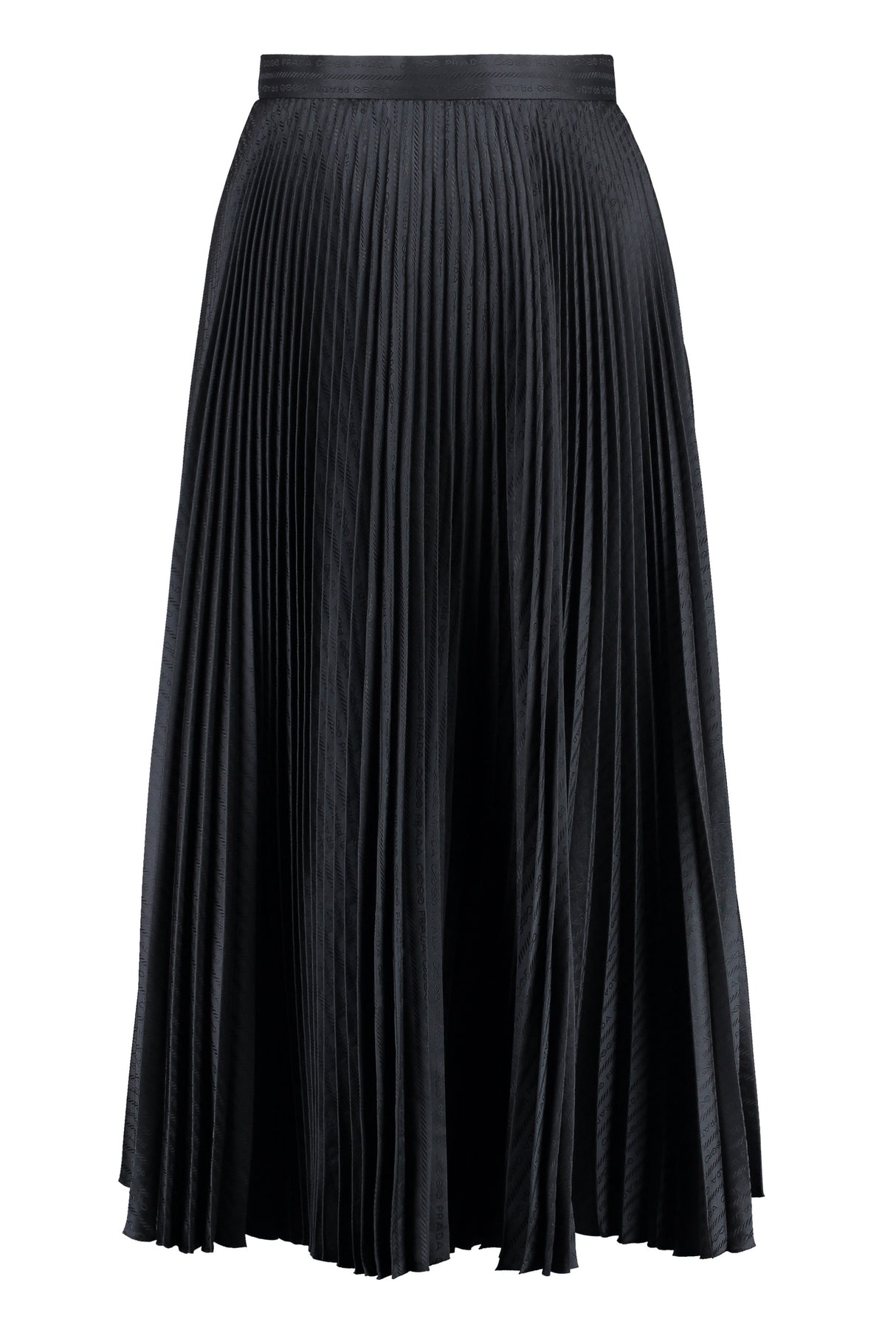 تنورة مطوية أنيقة باللون الأسود من الجاكار الحريري للنساء - خريف/شتاء 22