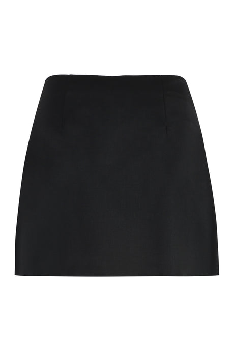 PRADA Black Satin Skirt with Embellished Buttons for Women